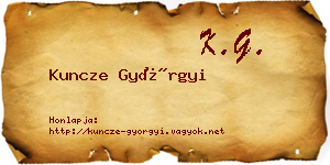 Kuncze Györgyi névjegykártya