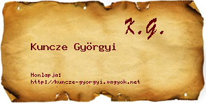 Kuncze Györgyi névjegykártya